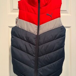 Puma Vibrant Red and Dark Gray Puffer Vest